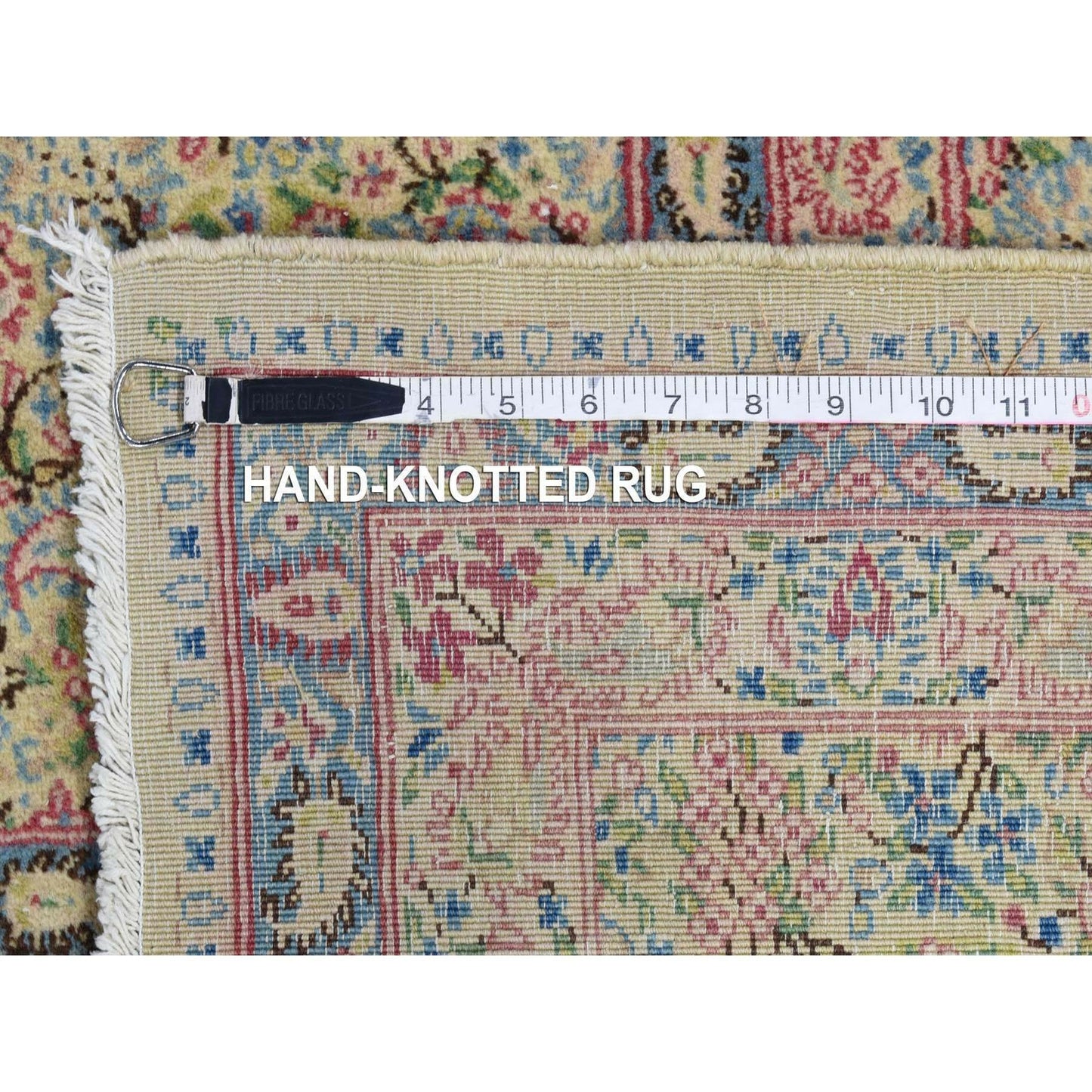 10'X13' Ivory Antique Farsian Karman Full Pile Hand Knotted Wool Rug