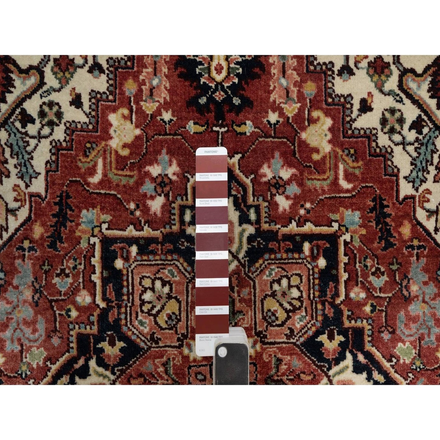 3'X5' Red Antiqued Heris Re-Creation Hand Knotted New Zealand Wool Rug
