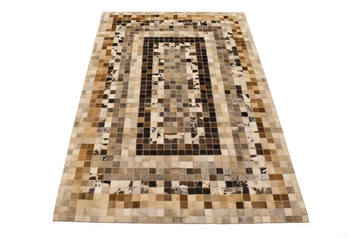 Hand-Crafted Modern Cowhide Leather Rug