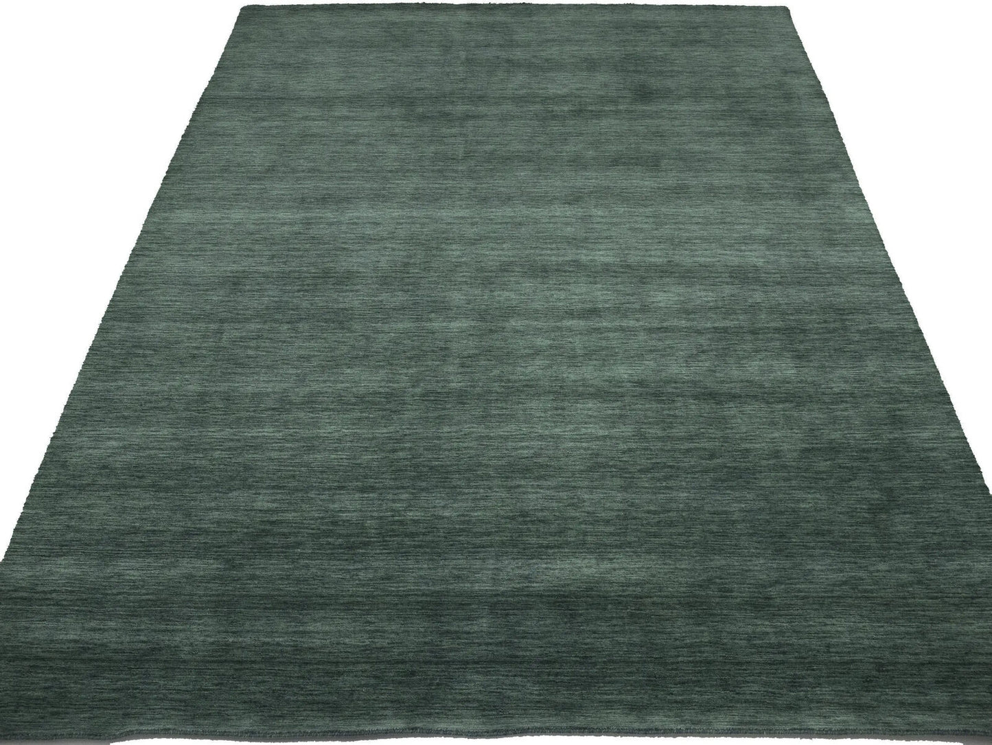 Solid Dark Green Hand-Loomed 9X12 Gabbeh Wool Rug