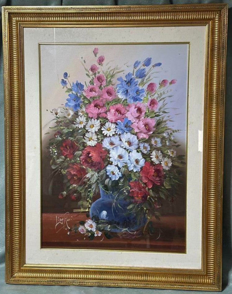 Lina Rossi Original Oil Painting -Flowers Signed