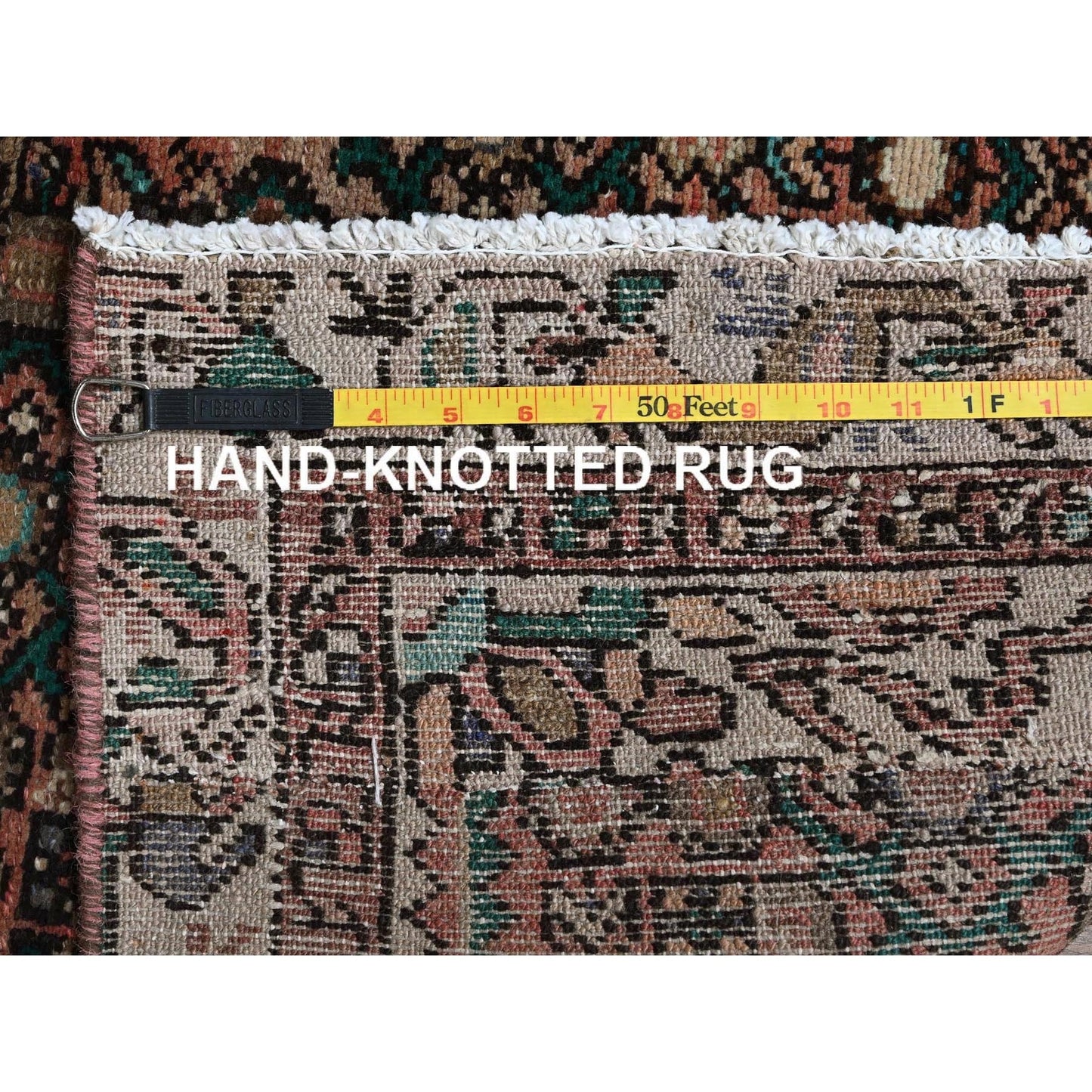 3'X8'1" Peach Vintage Zoroastrian Khamadan Hand Knotted Wool Runner Rug