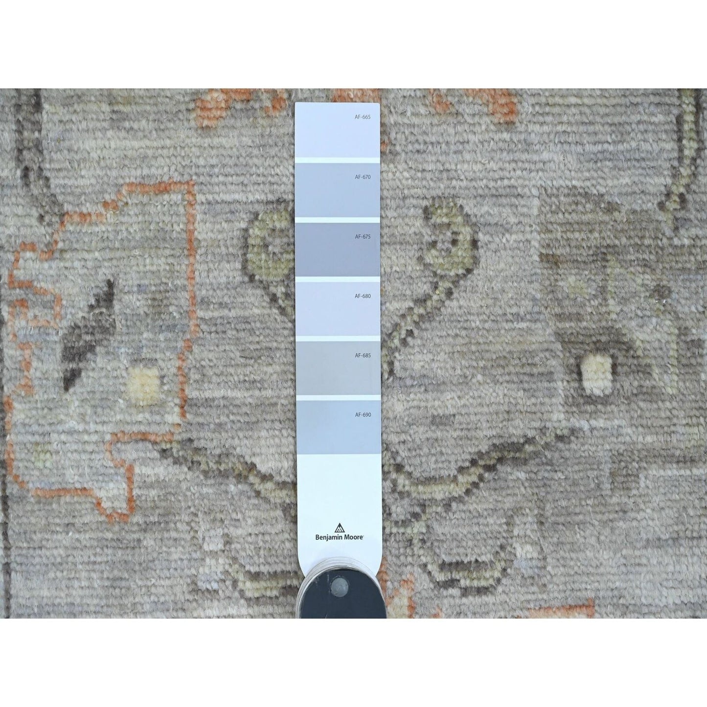 2'10"X5'10" Gray Angora Oushak Leaf Design Wool Hand Knotted Runner Rug