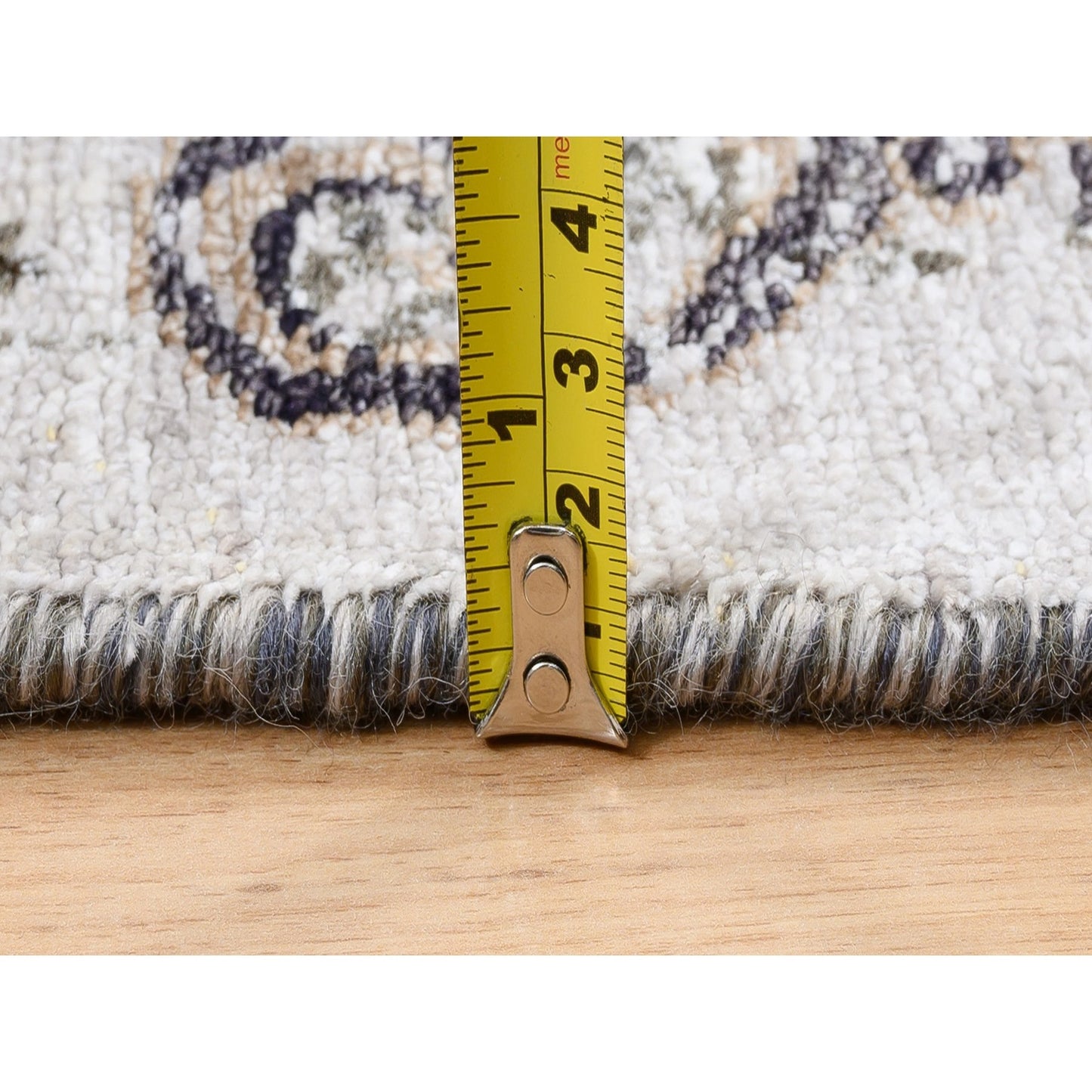 4'X12' Gray Transitional Silk/Wool Hand Knotted Wide Runner Oriental Rug