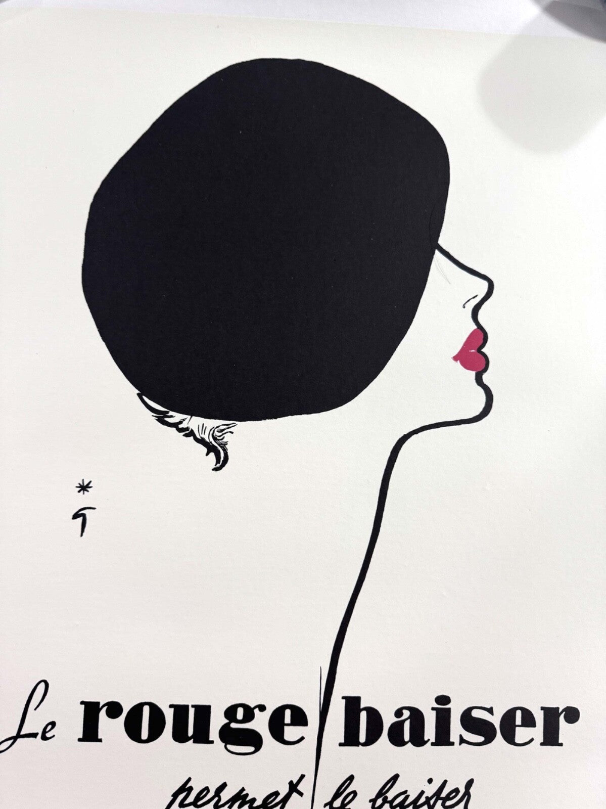 Le Rouge Baiser Poster Rene Gruau (Beret) Vintage Fashion Poster Dior Style