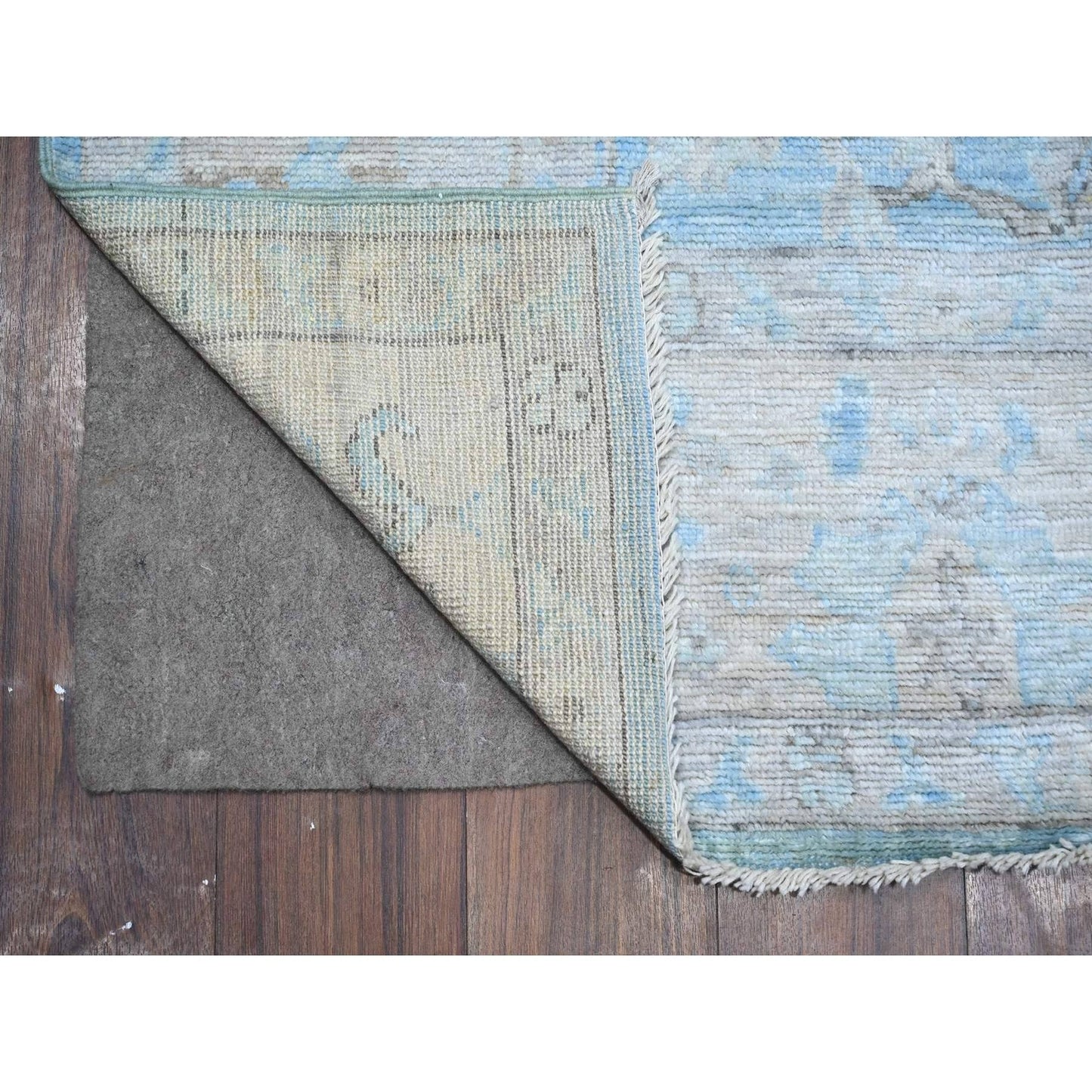 6'2"X8'10" Argentina Blue Natural Dyes Angora Oushak Oriental Rug