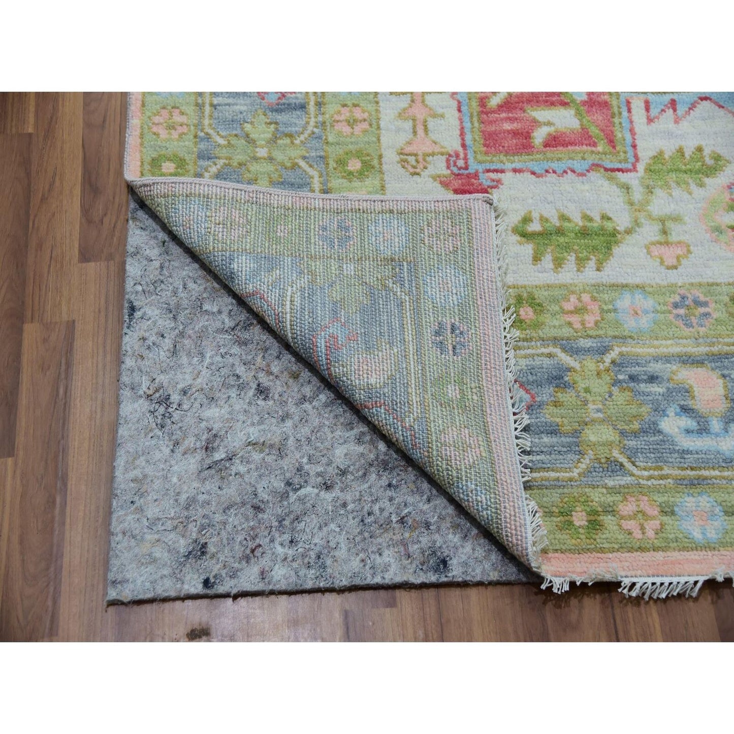 9'1"X12' Champagne Pink Heris Design Hand Knotted 100% Wool Oriental Rug