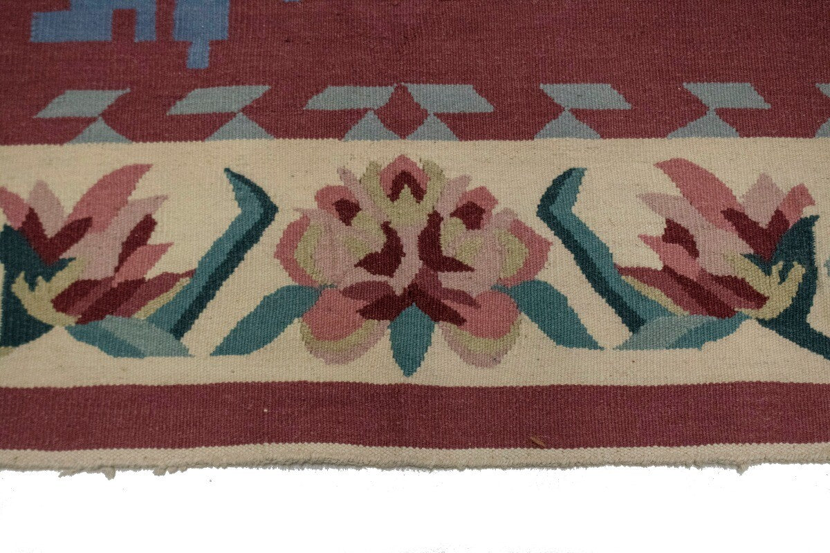 6X9 Ft Hand-Hooked Dhurrie Needlepoint Rug Floral