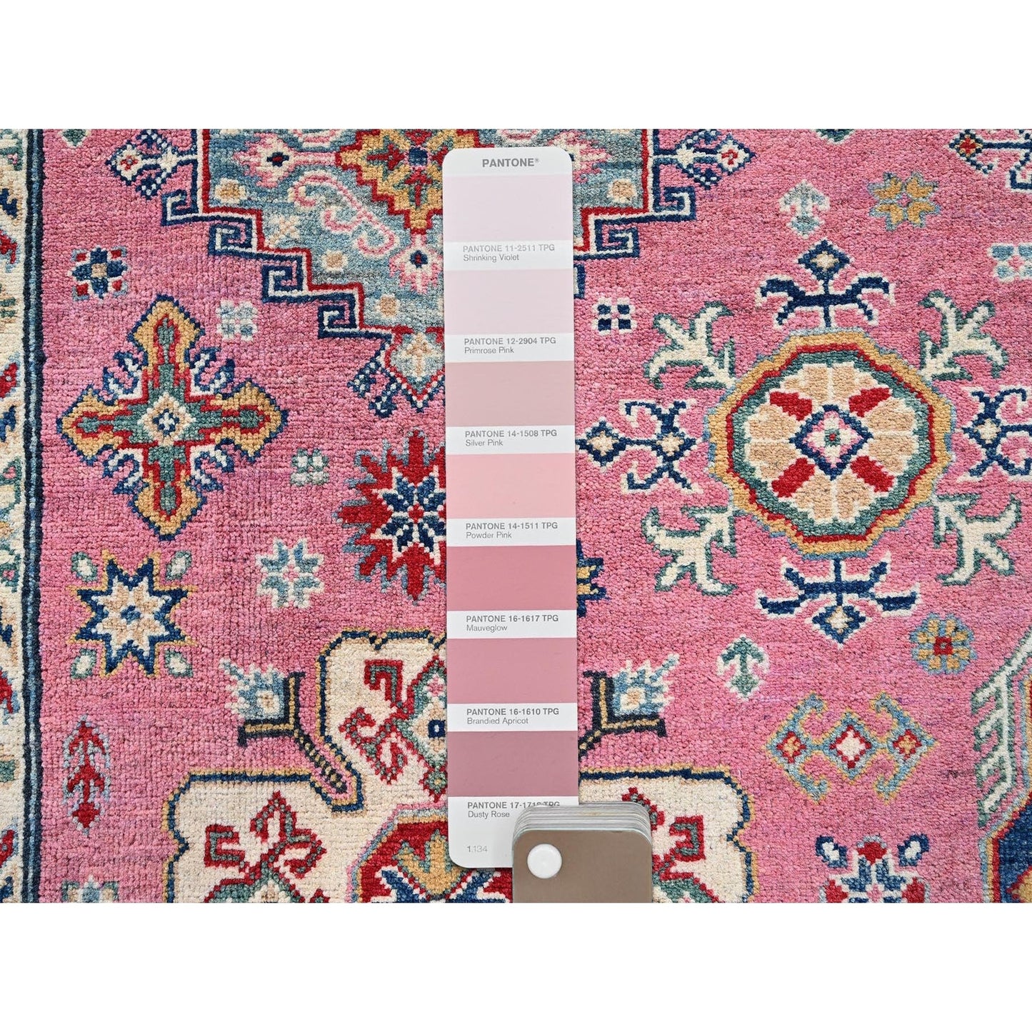 8'9"X11'8" Pink Kazak With Tribal Design Hand Knotted All Wool Oriental Rug