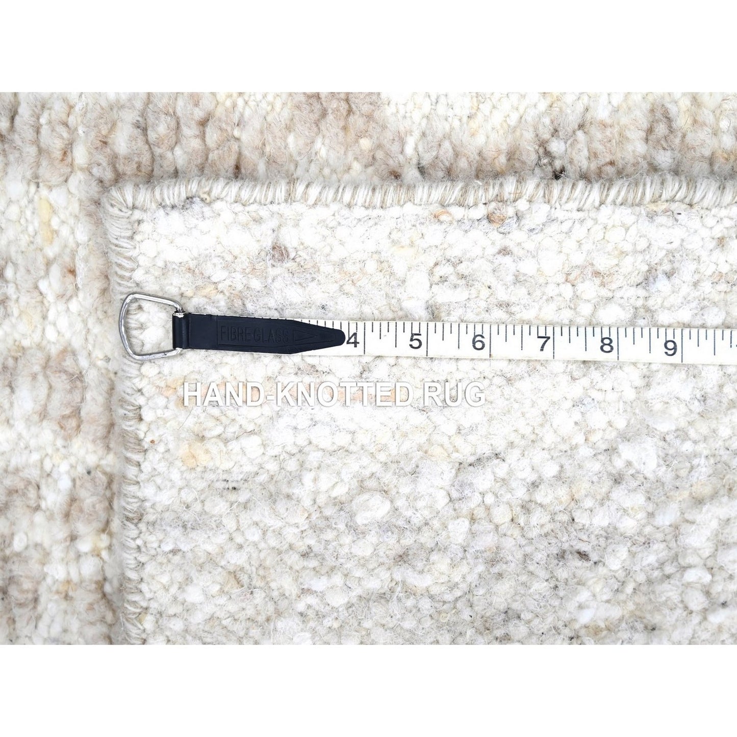 Rug 2'x3' Ivory Minimalist Swedish Design Hand Knotted Wool Sample Mat