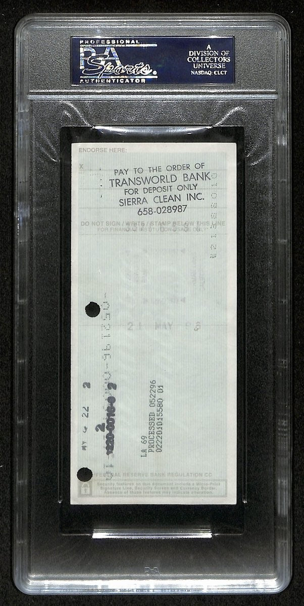 Wilt Chamberlain Hof 76Ers Signed/Autographed 1996 6X3 Bank Check Psa/Dna 198794