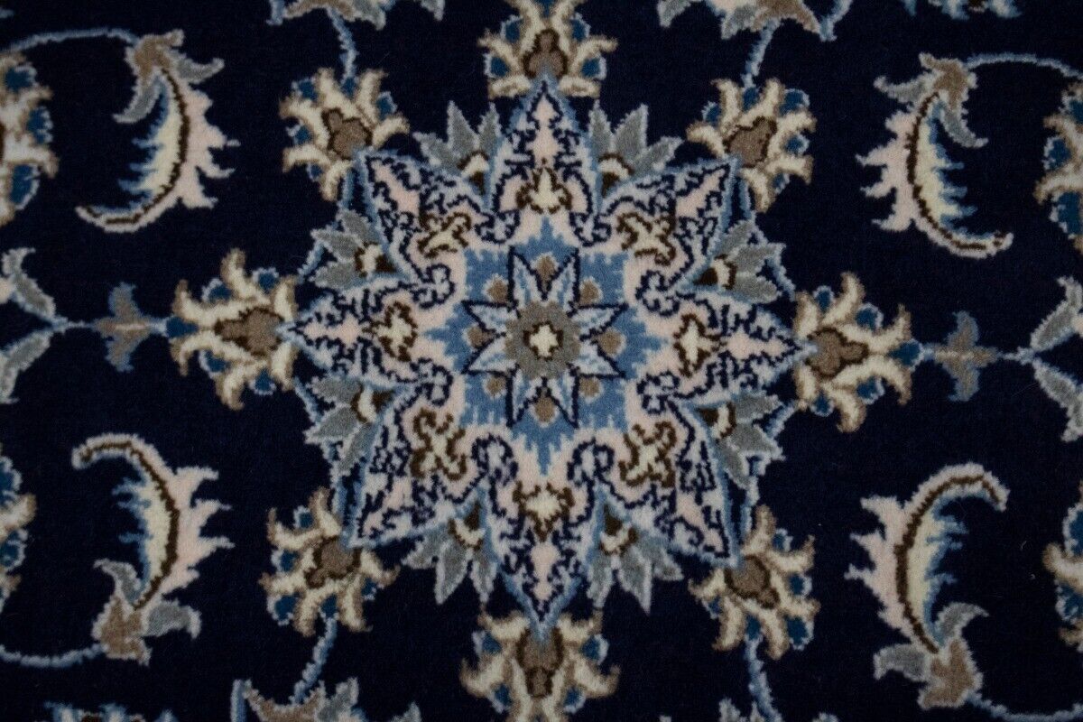 Handmade Traditional Navy Thick Pile Rug Small