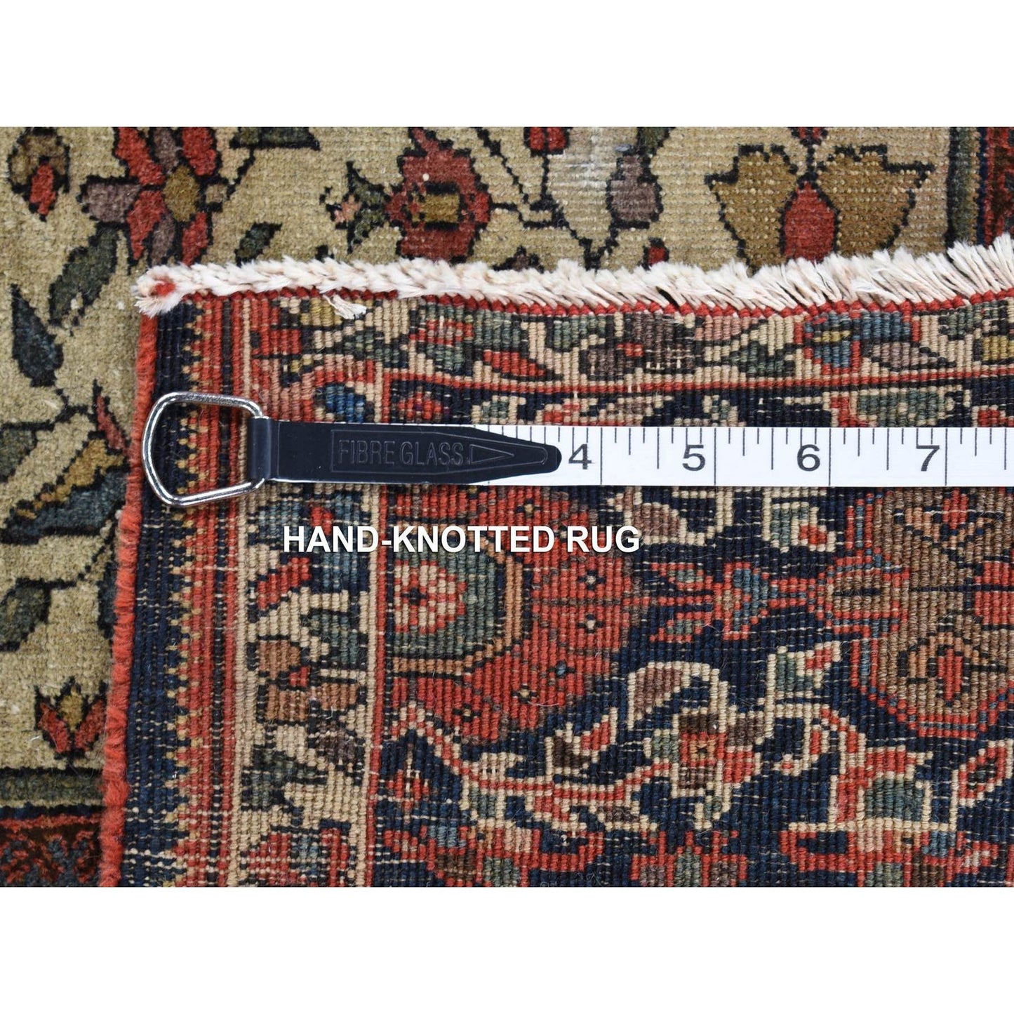 4'2"X6'6" Blue Antique Zoroastrian Firighen Pure Wool Hand Knotted Rug