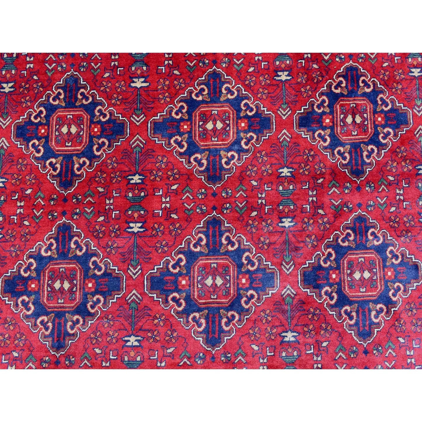 9'10"X16' Red Afghan Khamyab Organic Wool Hand Knotted Oversized Rug