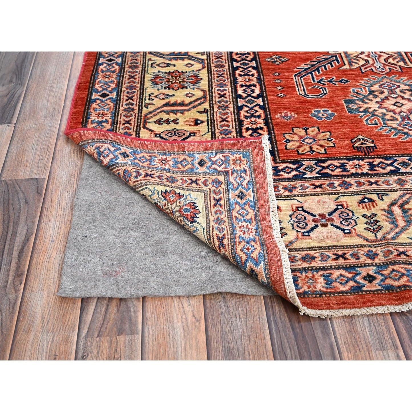 8'1"X10' Gypsy Red Afghan Super Kazak Pure Wool Hand Knotted Oriental Rug