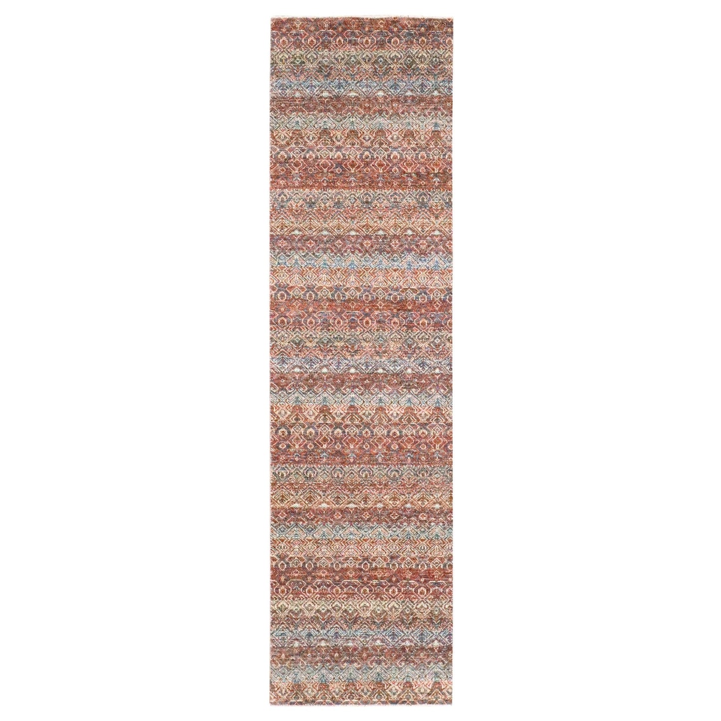 2'7"X10' Rust Red Soft Wool Kohinoor Herat Design Hand Knotted Runner Rug