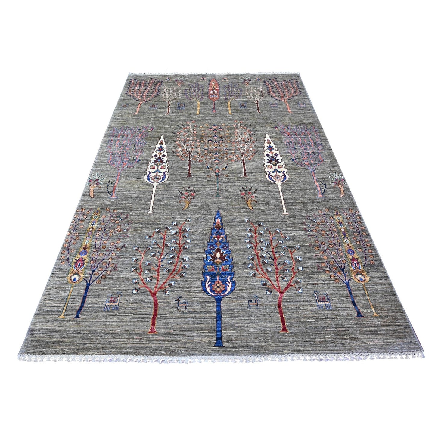 5'7"X8'3" Nevada Gray Wool Hand Knotted Vegetable Dyes Oriental Rug