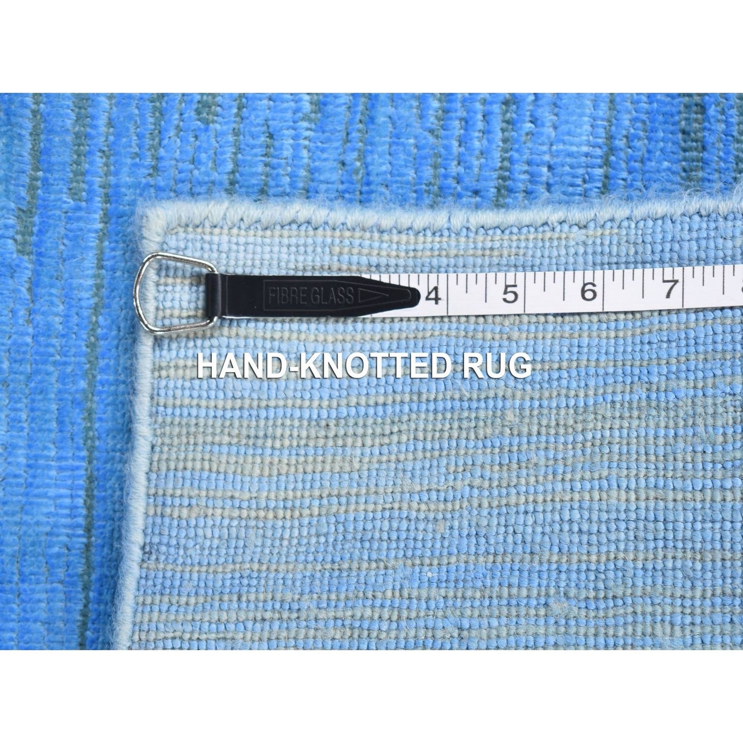 2'5"X10'2" Blue Overdyed Wool Hand Knotted Modern Design Runner Rug