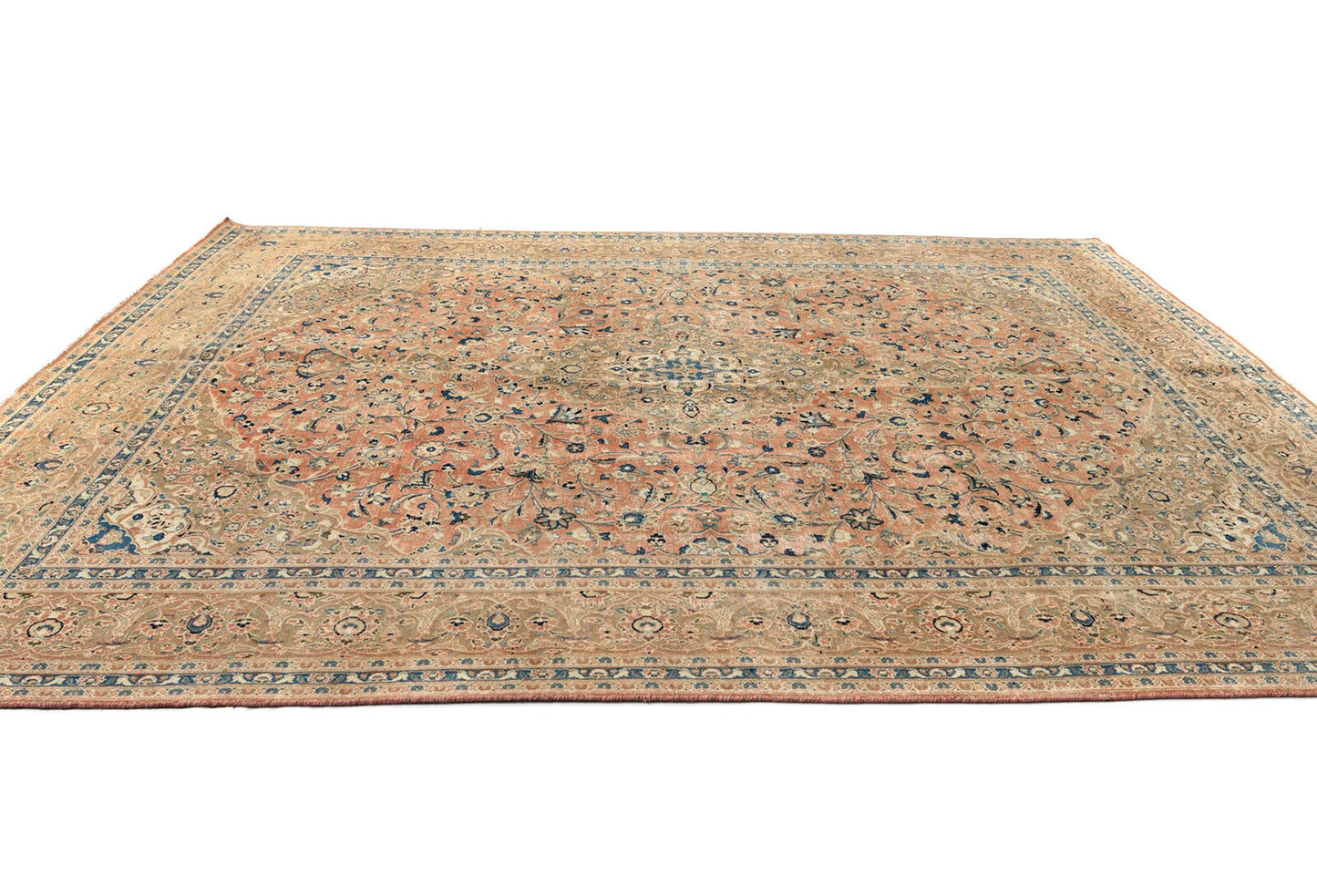 Antique Distressed Oriental Rug Floral Vintage