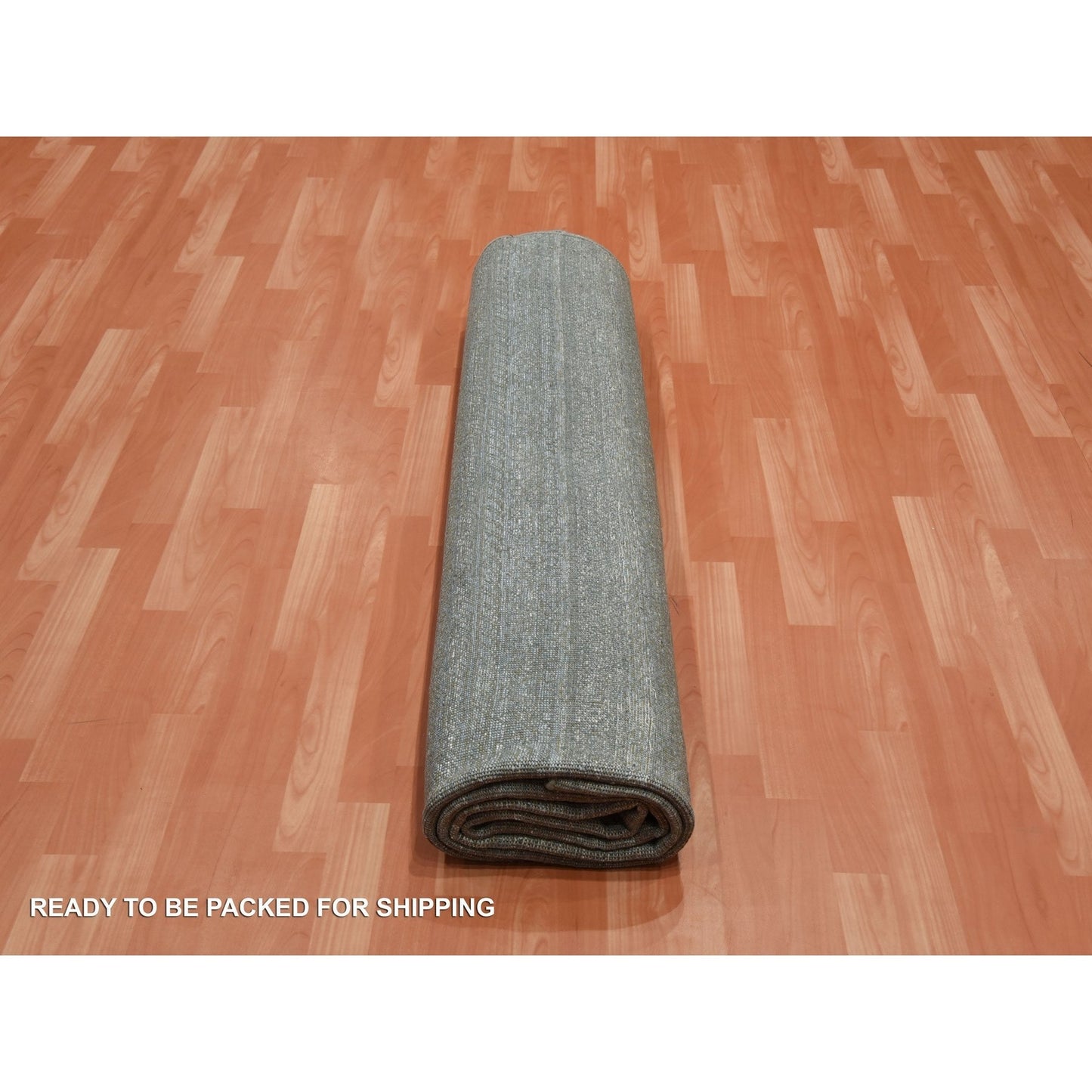 8'10"X8'10" Gray Silk Transitional Design Hand Knotted Square Rug