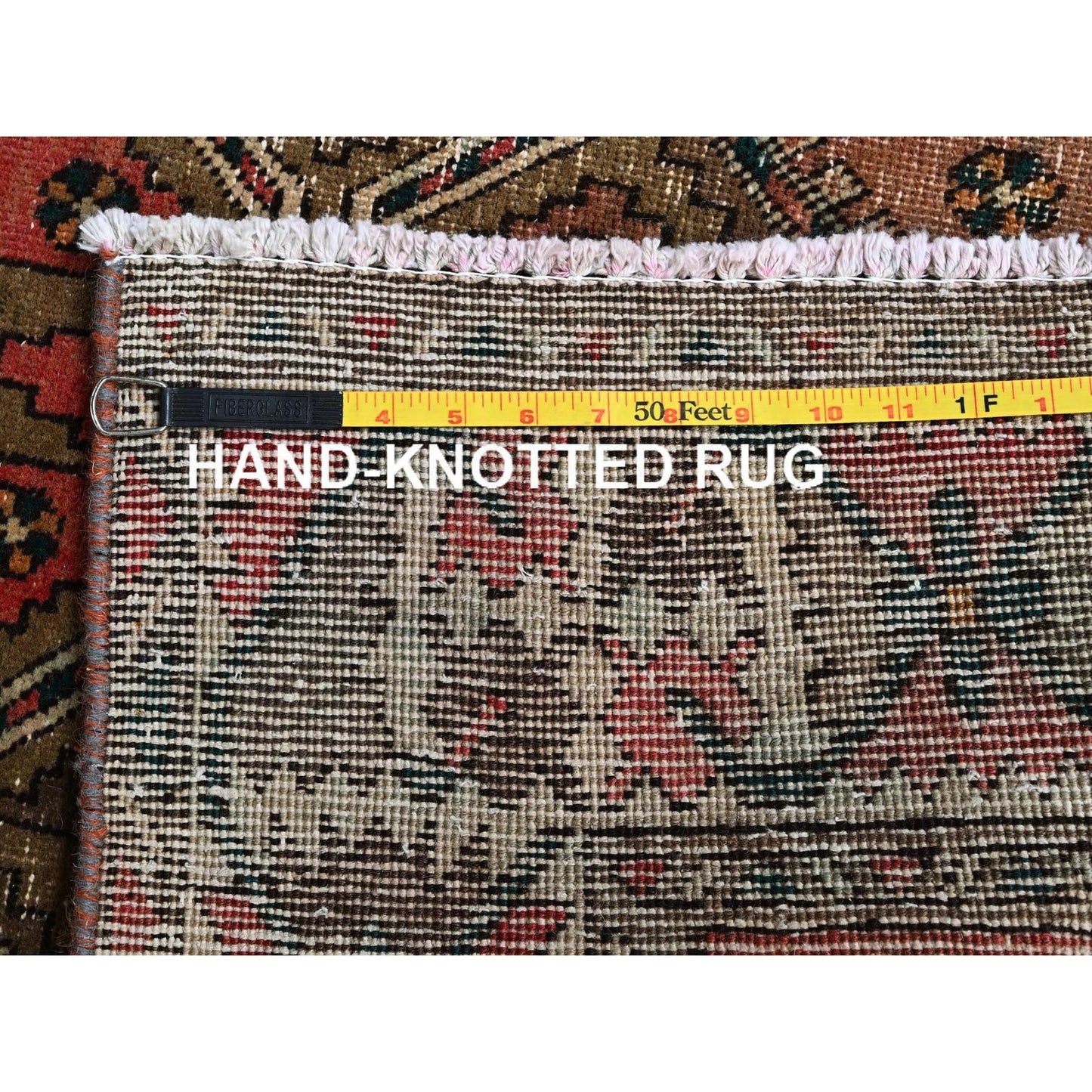 3'5"X10'3" Blush Red Vintage Zoroastrian Hand Knotted Pure Wool Runner Rug
