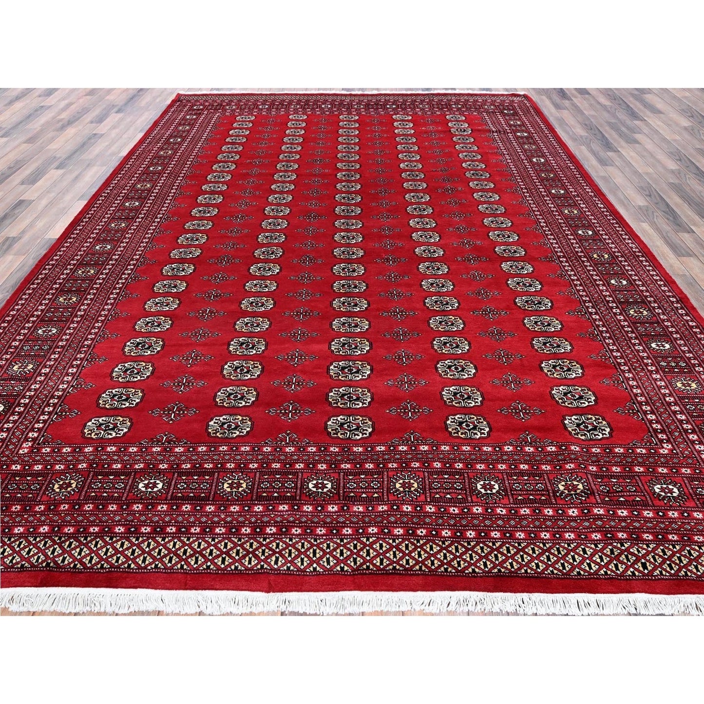 9'2"X12'4" Scarlet Red Princess Bokara Soft Wool Hand Knotted Rug