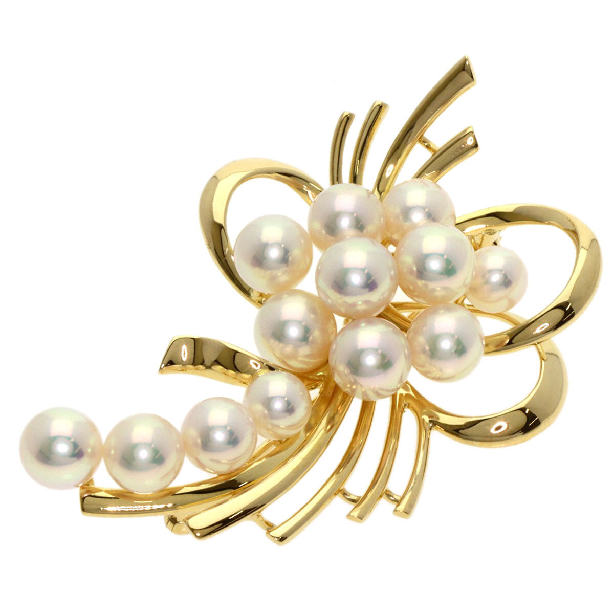 Mikimoto Brooch Pearl Pearl K18 Yellow Gold