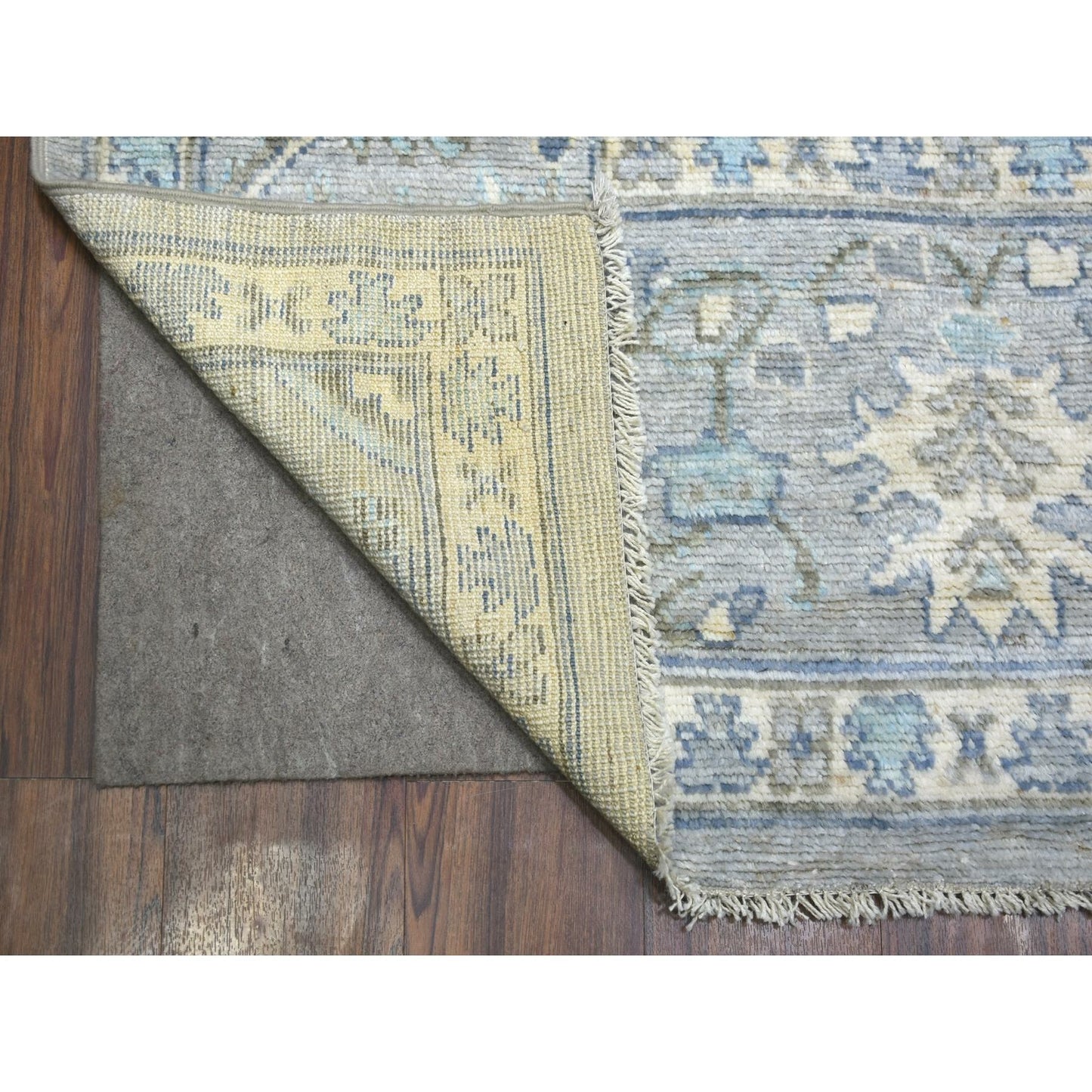 8'1"X10'4" Gray Angora Oushak All Over Motifs Wool Hand Knotted Rug