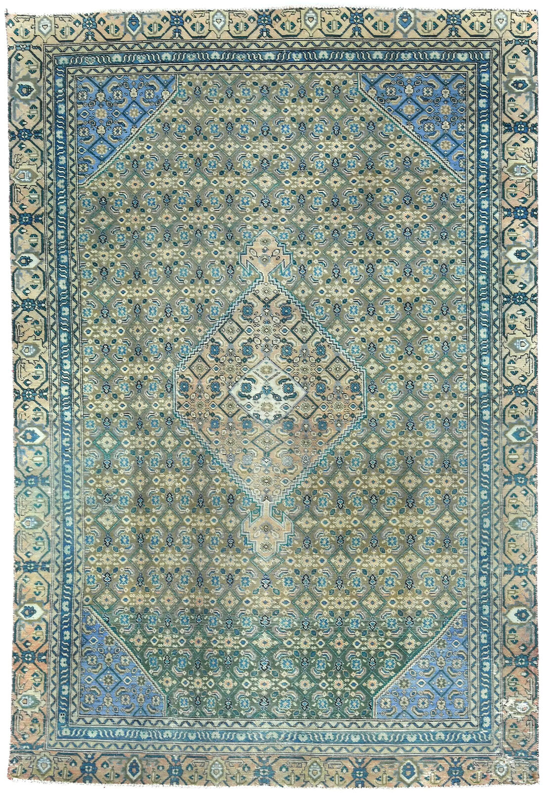 6X9 Ft Semi-Antique Distressed Vintage Oriental