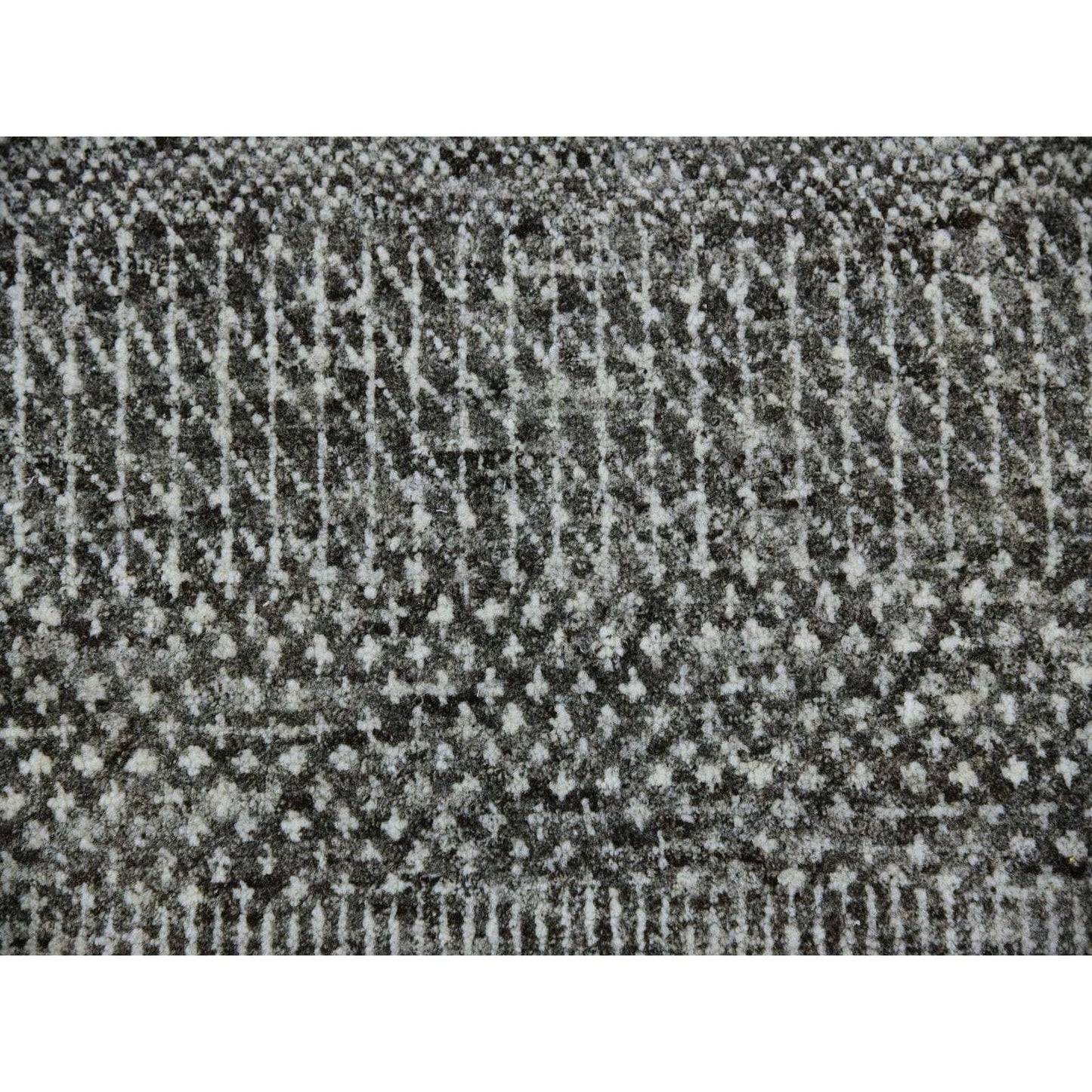 12'2"X15'2" Gray Undyed 100% Wool Grass Design Hand Knotted Oversized Rug