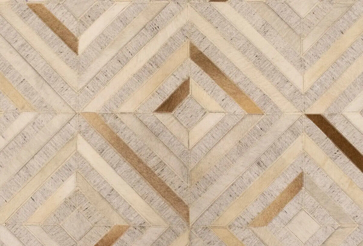 Patchwork Modern Cowhide Leather Rug Contemporary
