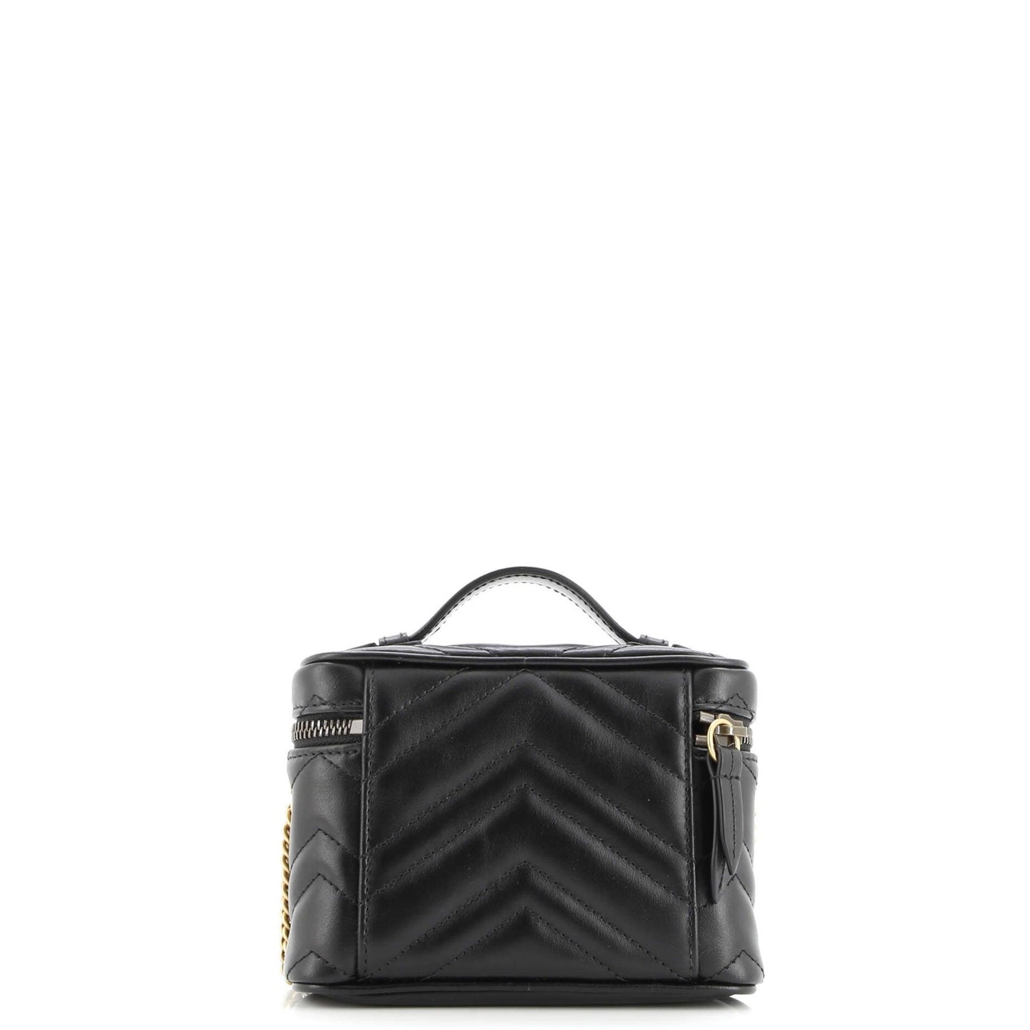 Gucci Gg Marmont Top Handle Vanity Chain Bag Matelasse Leather Mini