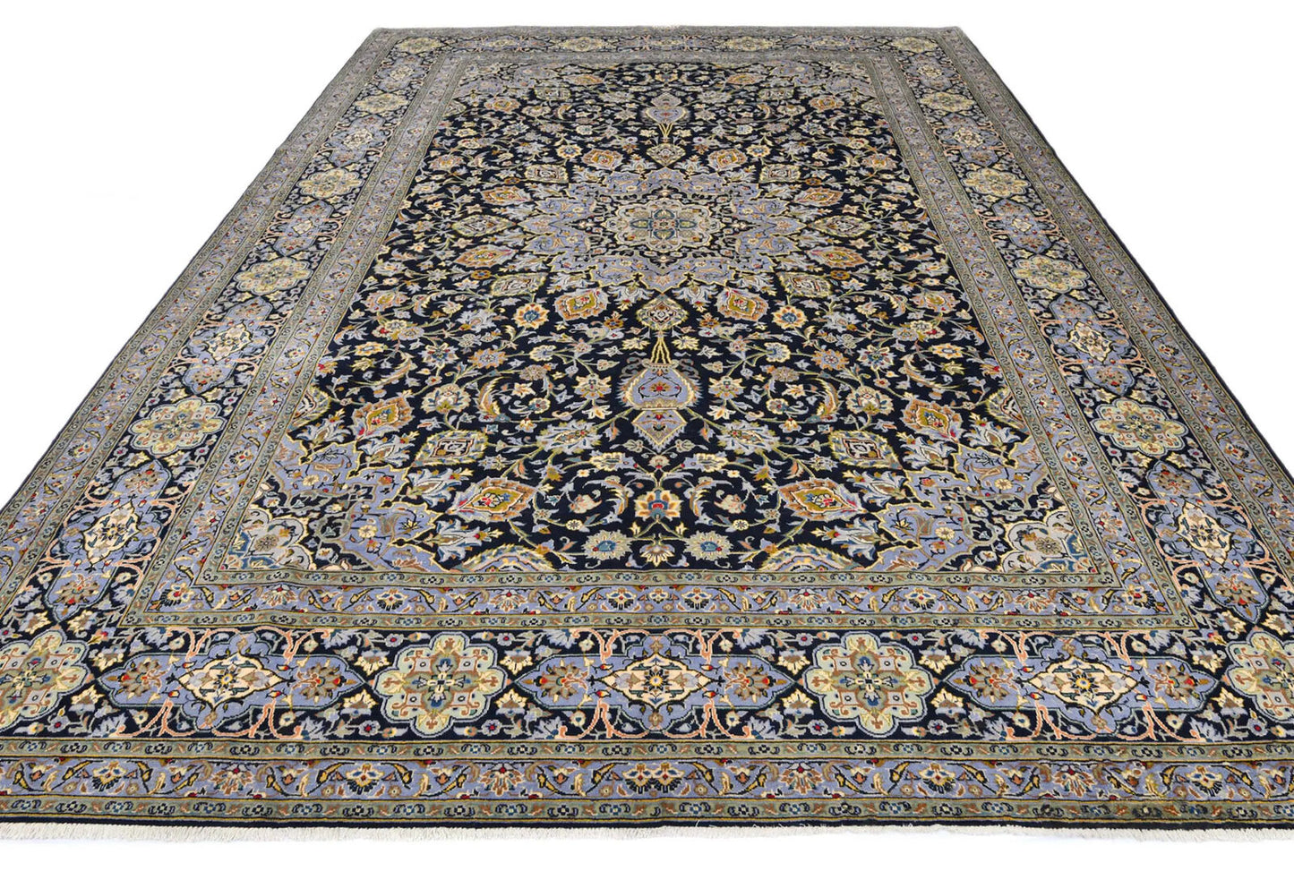 Handmade Oriental Rug Purple-Navy Medallion