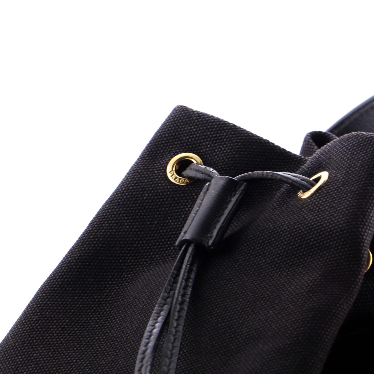 Prada Drawstring Bucket Bag Canvas And Wicker Small