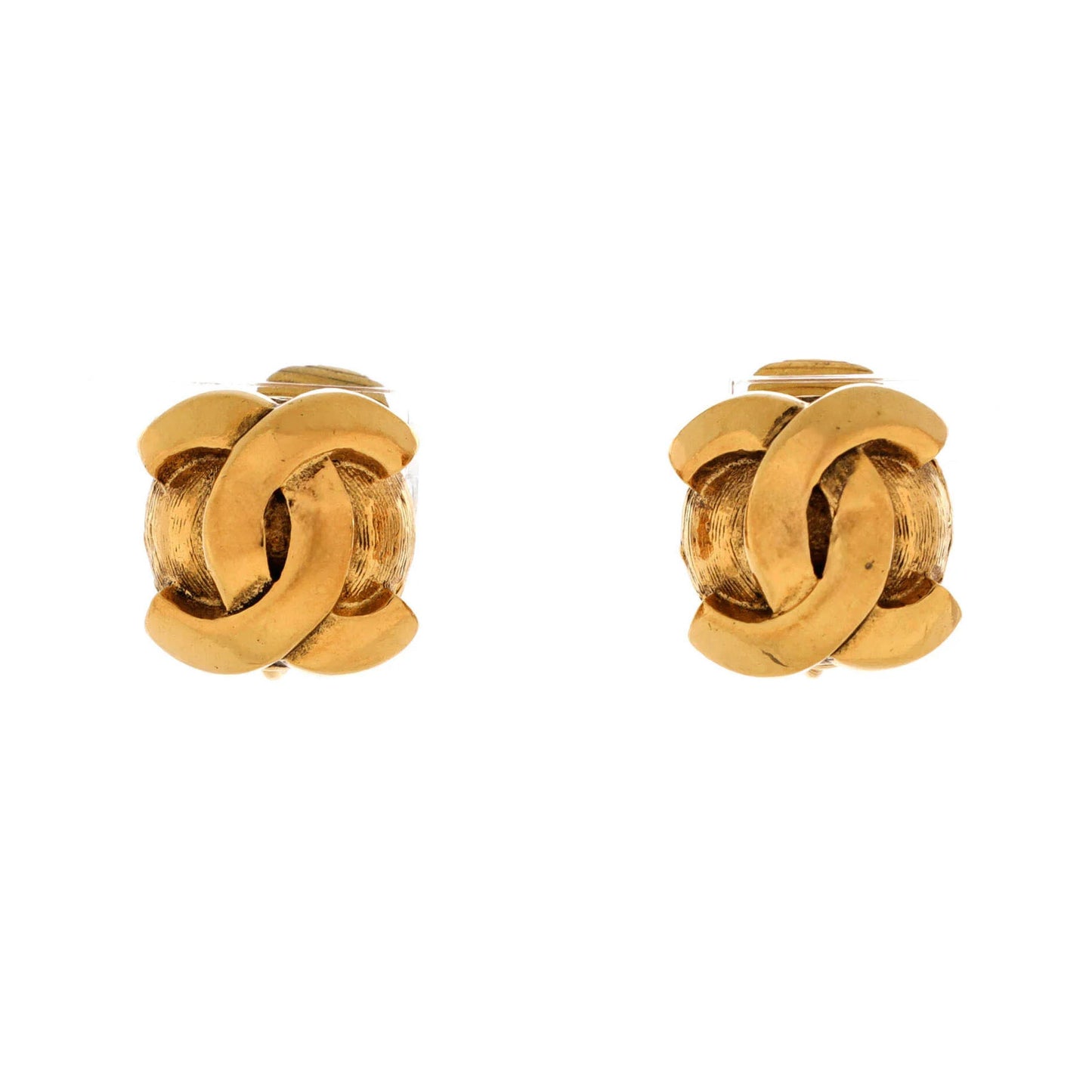 Chanel Vintage Cc Round Clip-On Earrings Metal