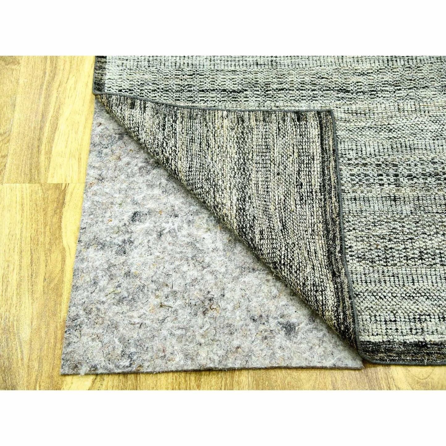 12'2"X15' Gray & Black Hand Knotted Oxidized Grass Design Oversized Rug