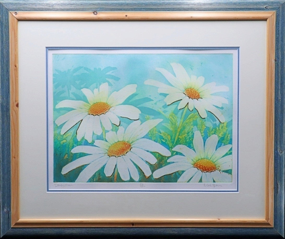 Mark Spain "Daisy Chain" Embossed Etching Hand Signed Ltd Ed 49/250 Framed Art