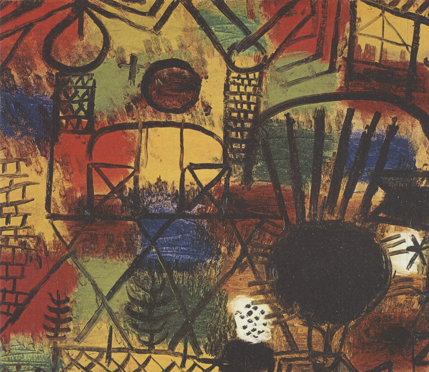 Paul Klee Composition With Black Focal Point "