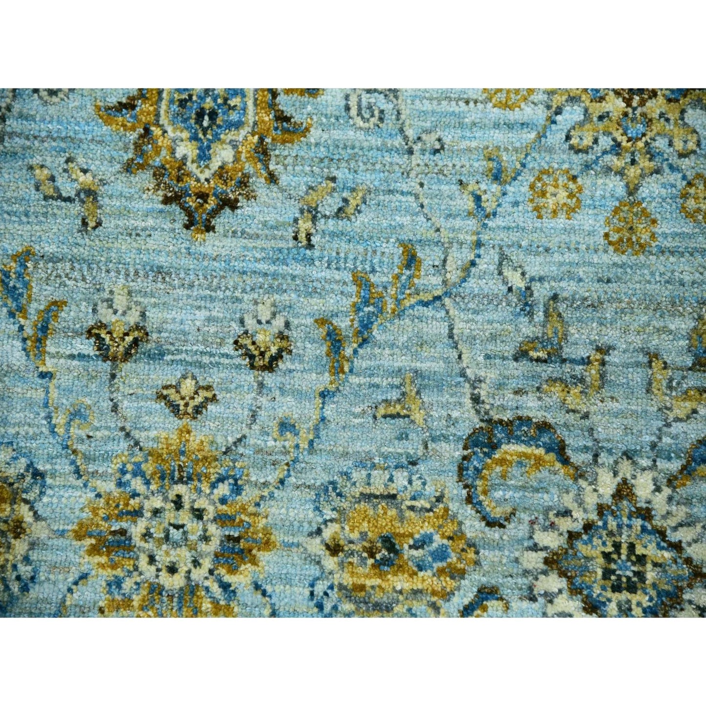 6'1"X9'3" Pale Blue Shah Abbas Flower Hand Knotted Wool Oriental Rug