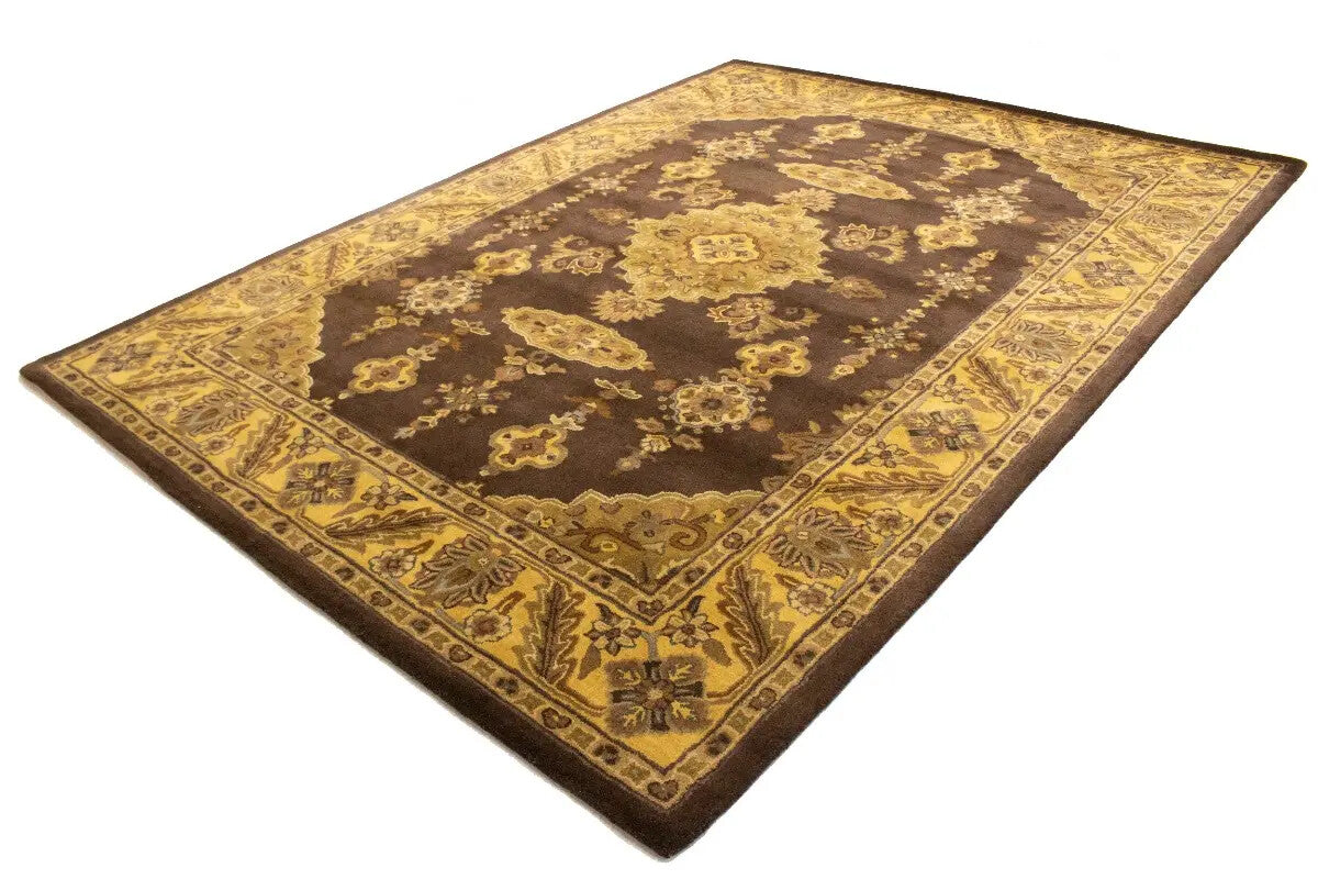 Hand-Tufted Dark Brown Classic Floral Rug