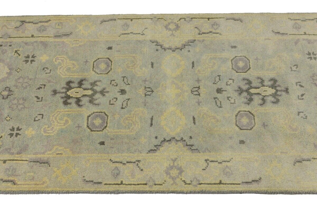 Muted Floral Design Oushak Chobi Runner Rug