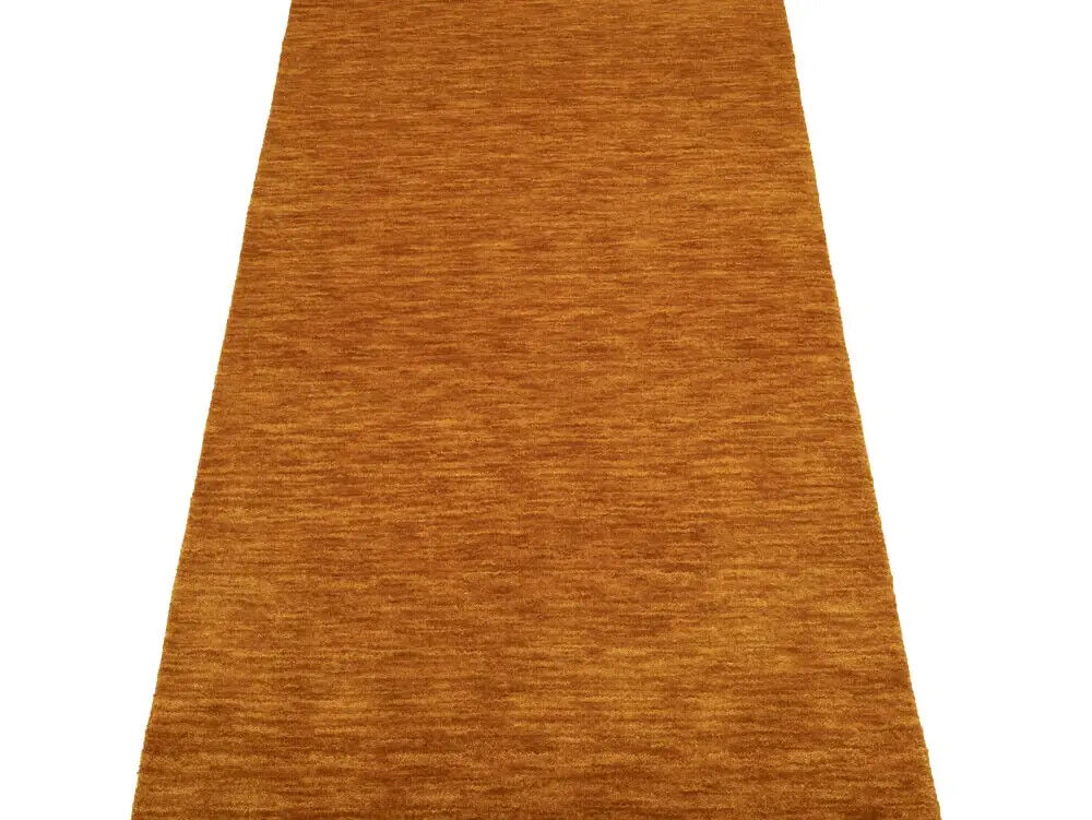 Orange Solid Design Hand-Loomed 3X8 Gabbeh Wool