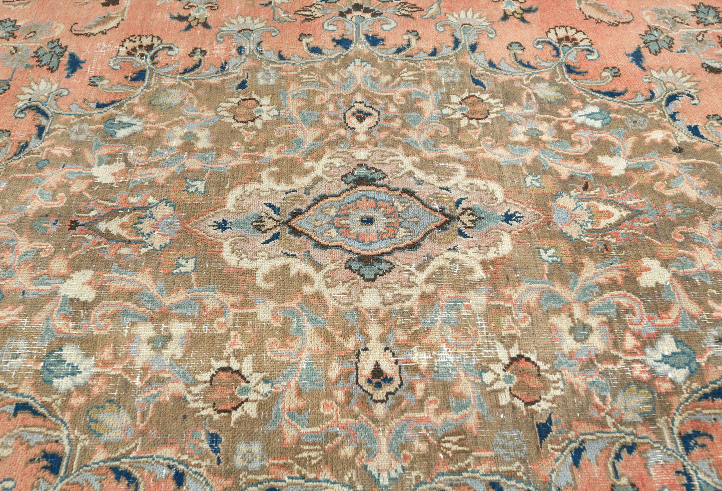 Antique Handmade Oriental Rug Muted Floral