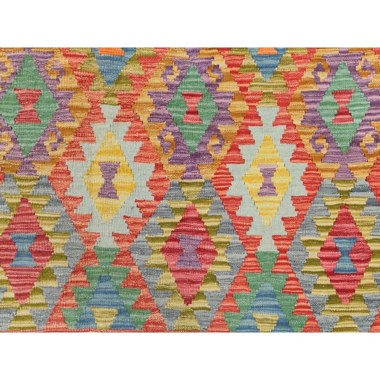 10'4"X16'1" Colorful Hand Woven Afghan Kilim Organic Wool Oversized Rug