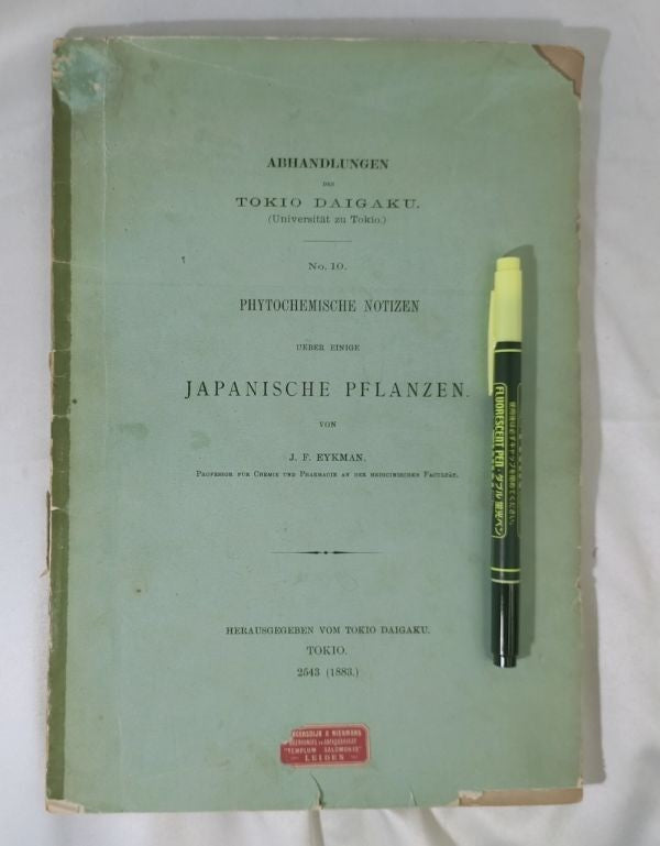 Eykman Phytochemische Notizen Japanische Pflanzen Tokyo University 1883 Rare