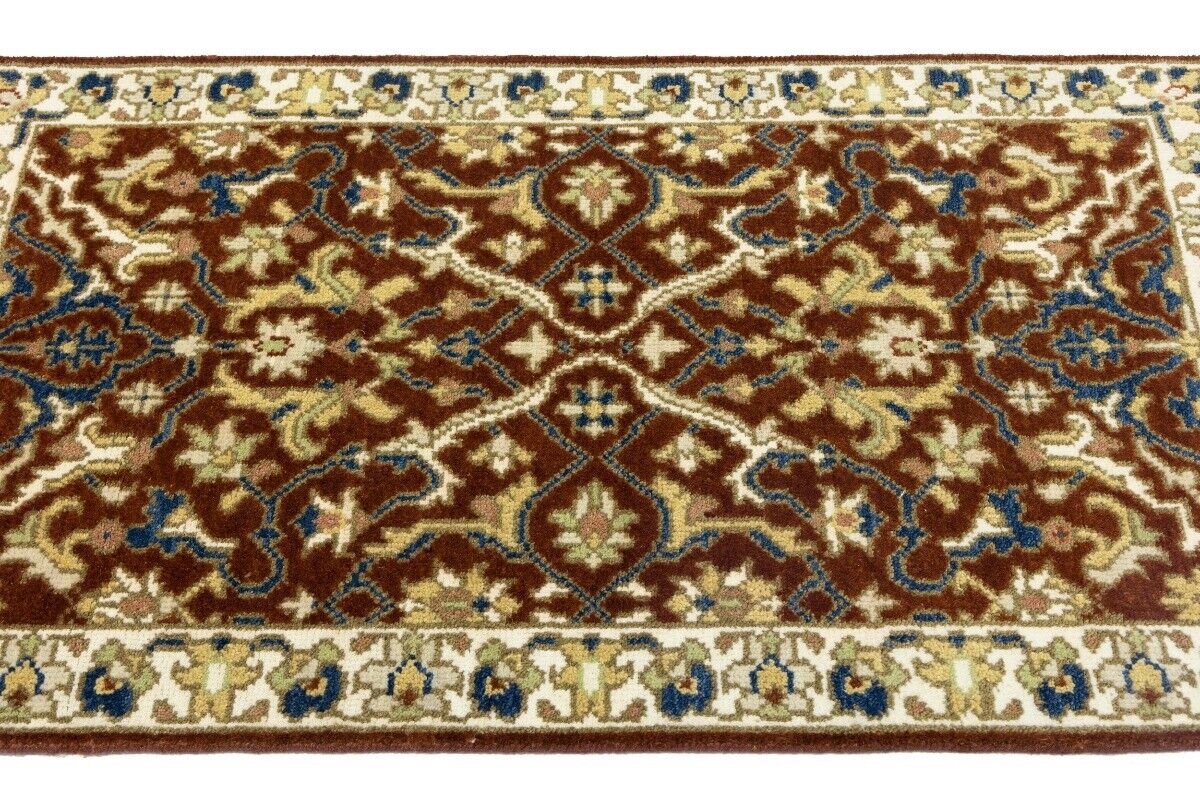 Handmade Rust Floral Chobi Rug Small Entryway