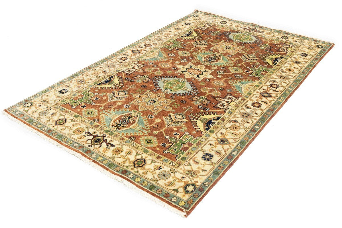 5X8 Ft Hand-Knotted Indo-Karajeh Tribal Geometric