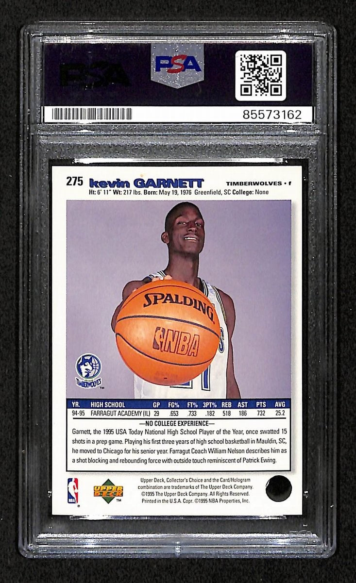 Kevin Garnett Hof Signed/Auto On Card 1995-96 Upper Deck Rc Card #275 Psa/Dna