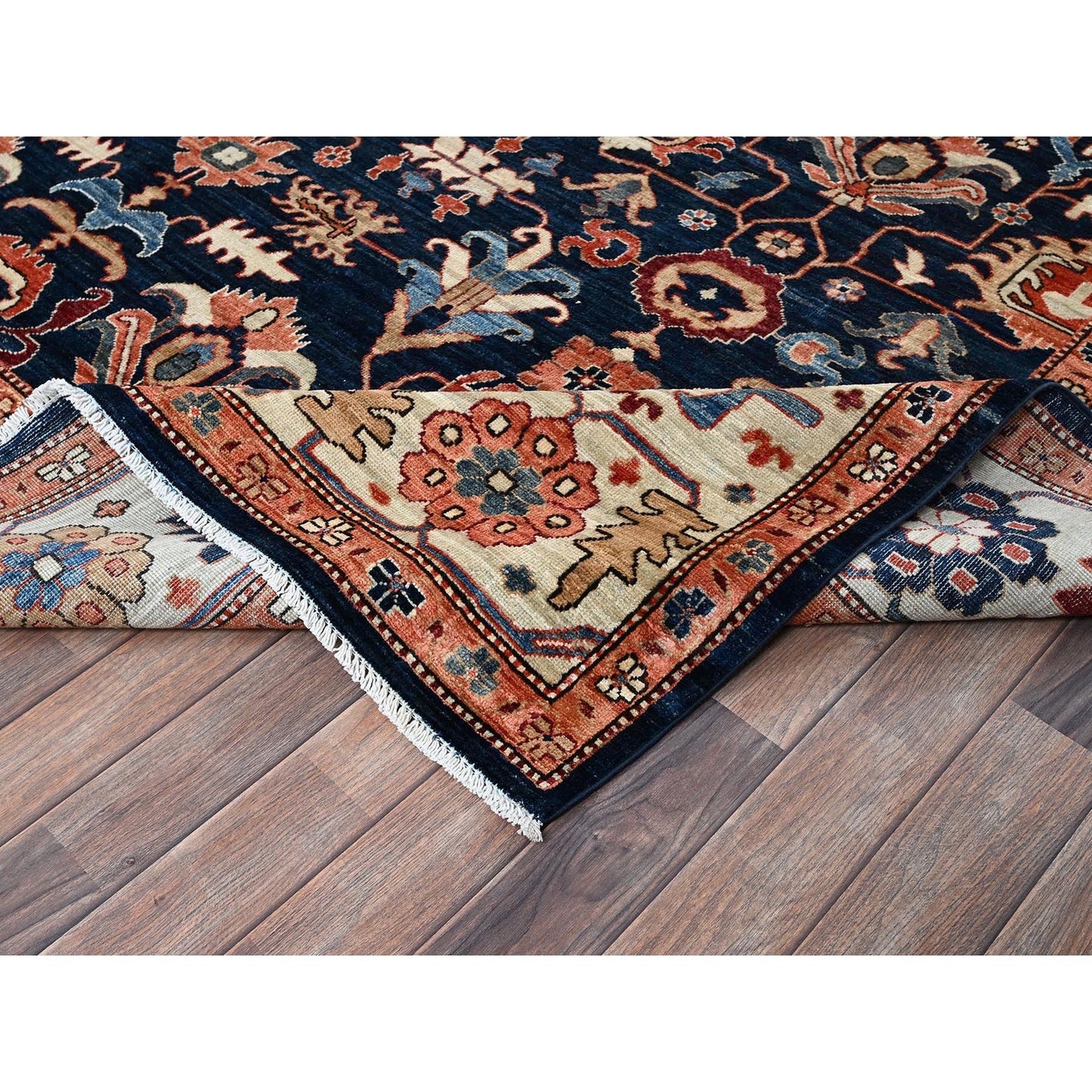 9'2"X11'10" Yale Blue Northwest Zoroastrian Design Wool Hand Knotted Rug