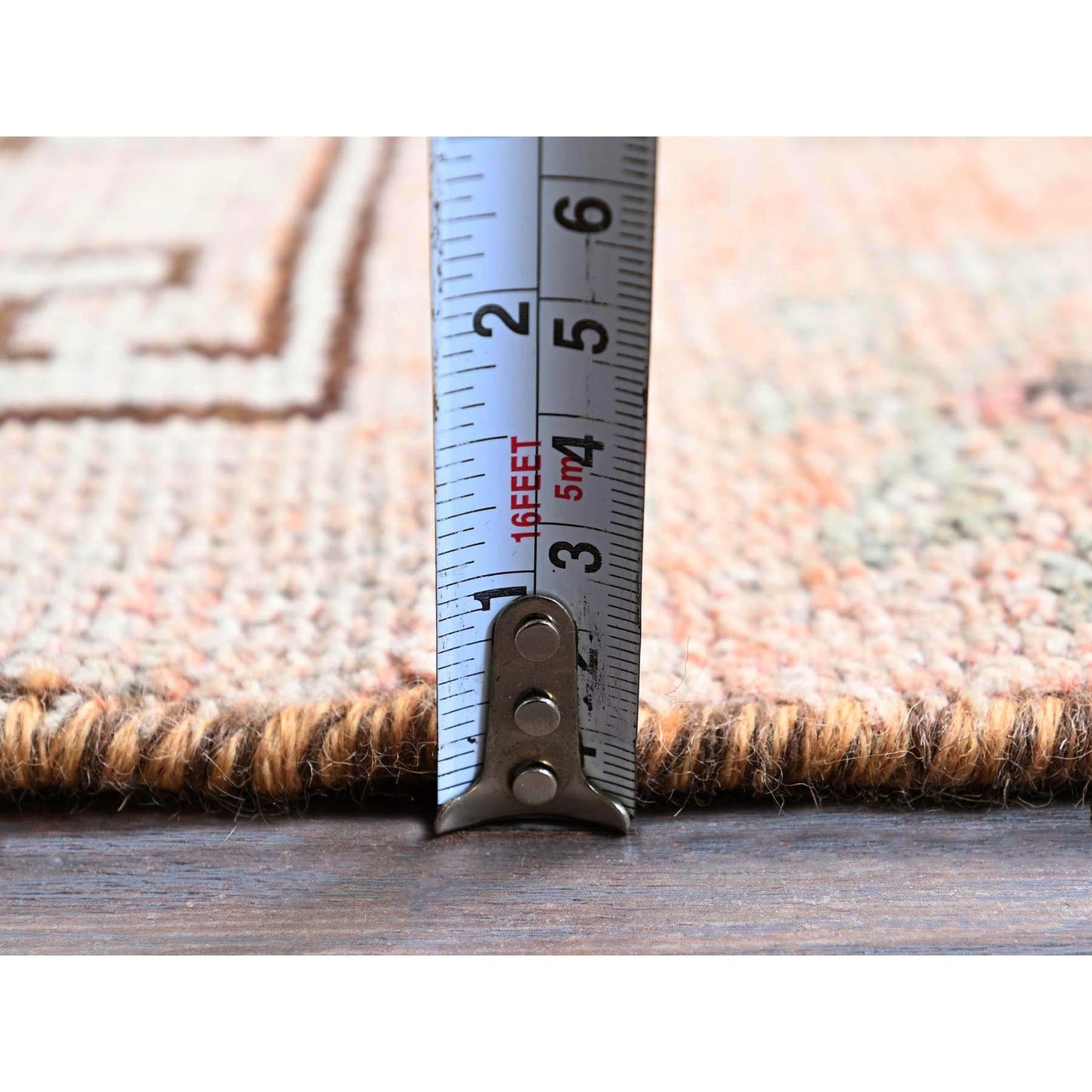 3'X10'5" Peach Vintage Zoroastrian Village Hand Knotted Wool Runner Rug